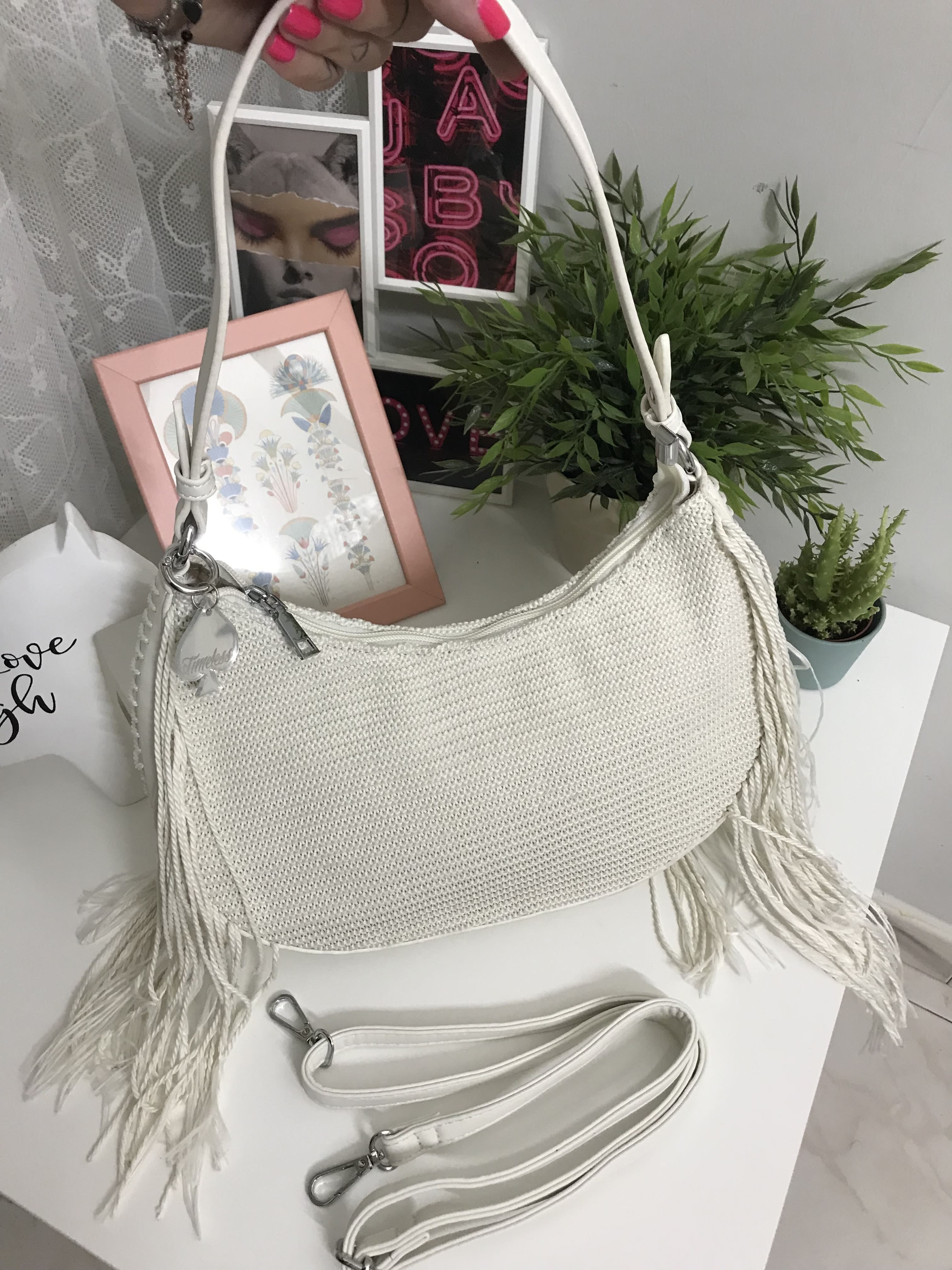 Borsa a spalla con frange