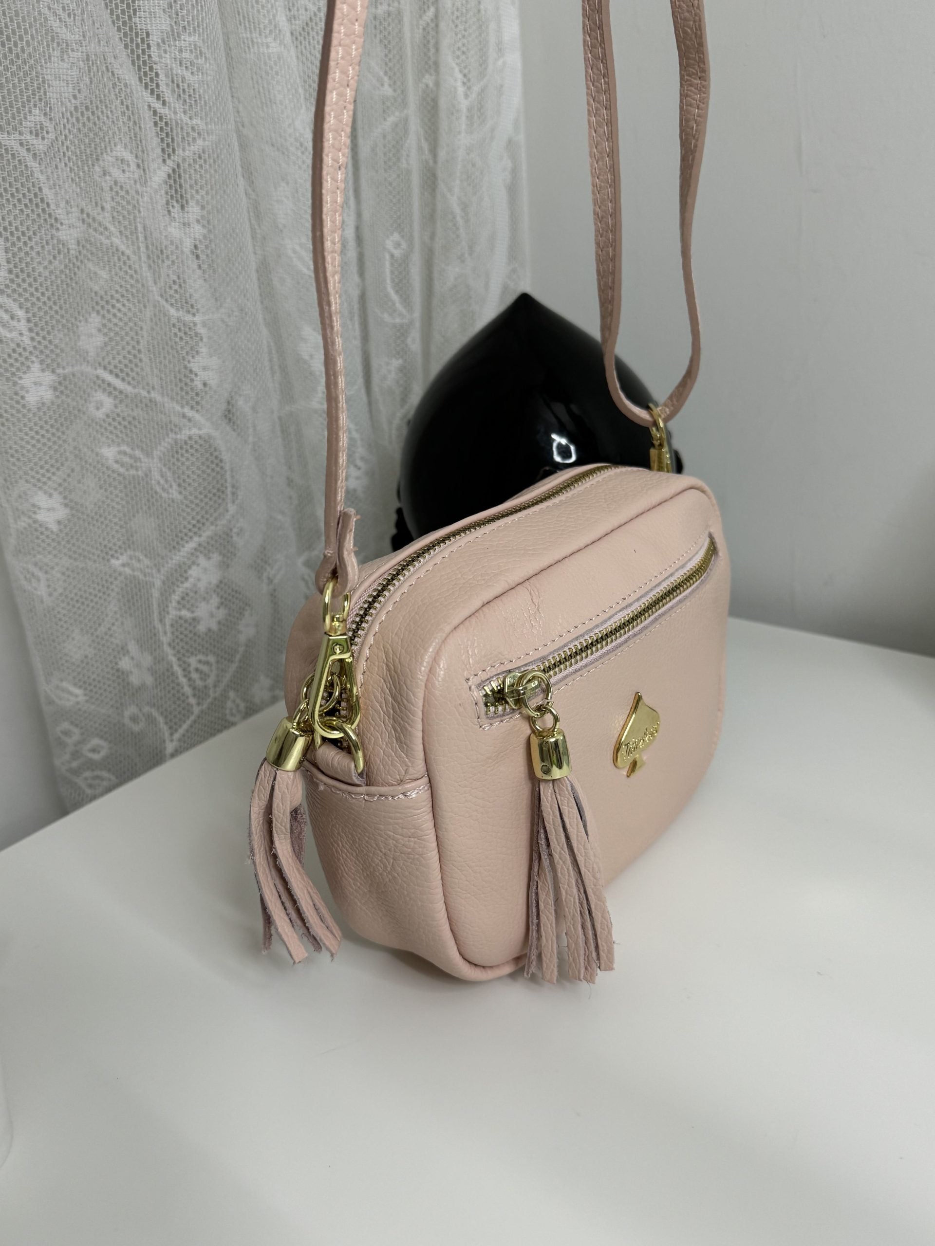 Borsa soap in vera pelle martellata con tracolla