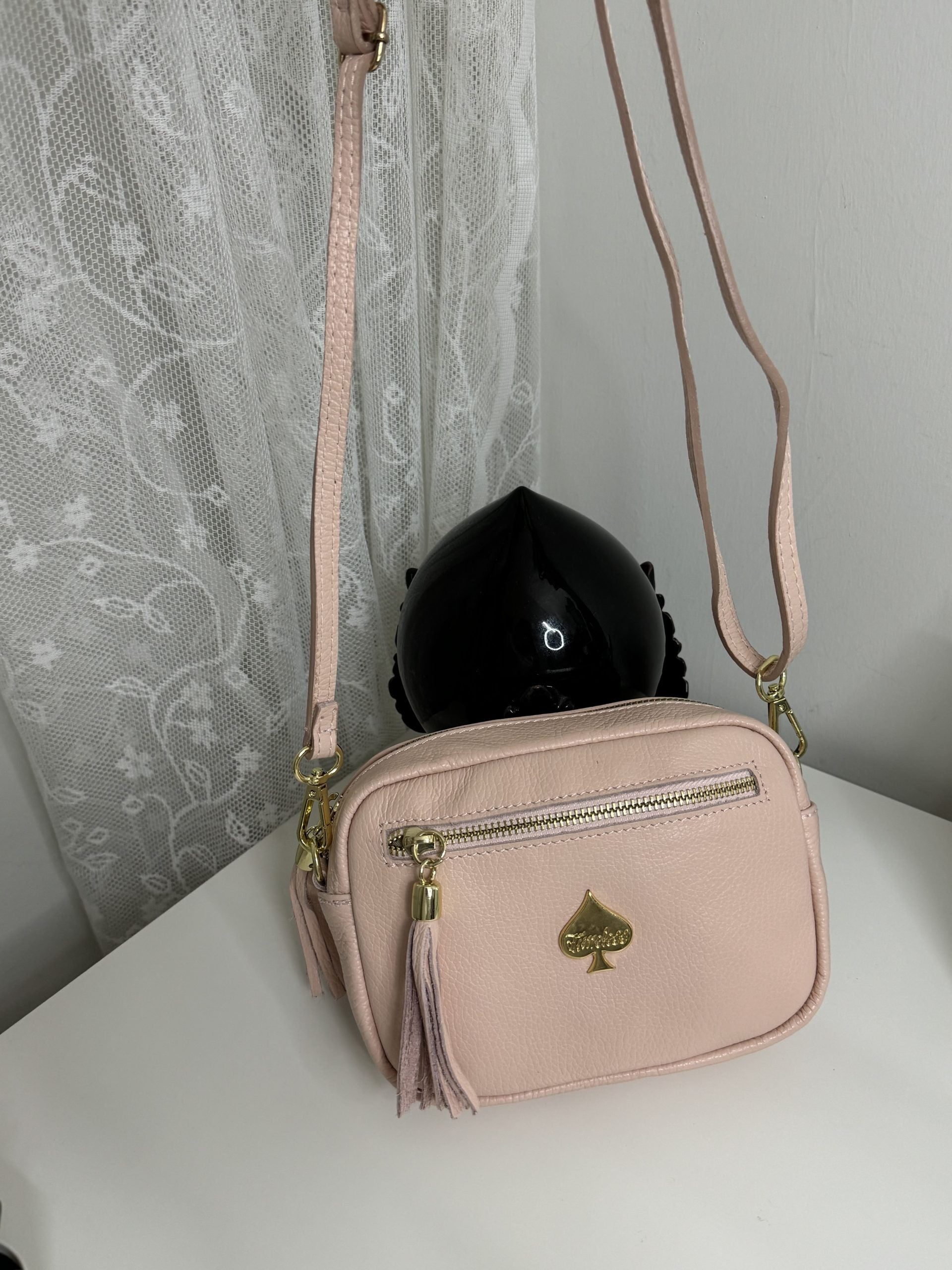 Borsa soap in vera pelle martellata con tracolla