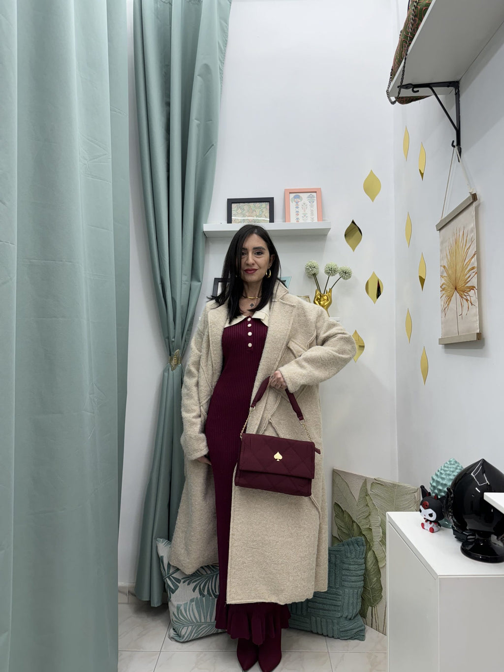 Cappotto in lana lungo con tasche
