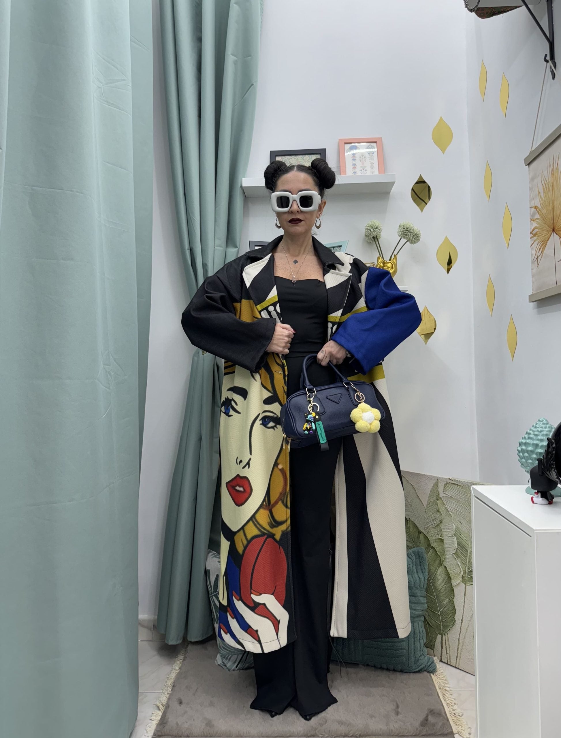 Cappotto lungo in fantasia volto donna