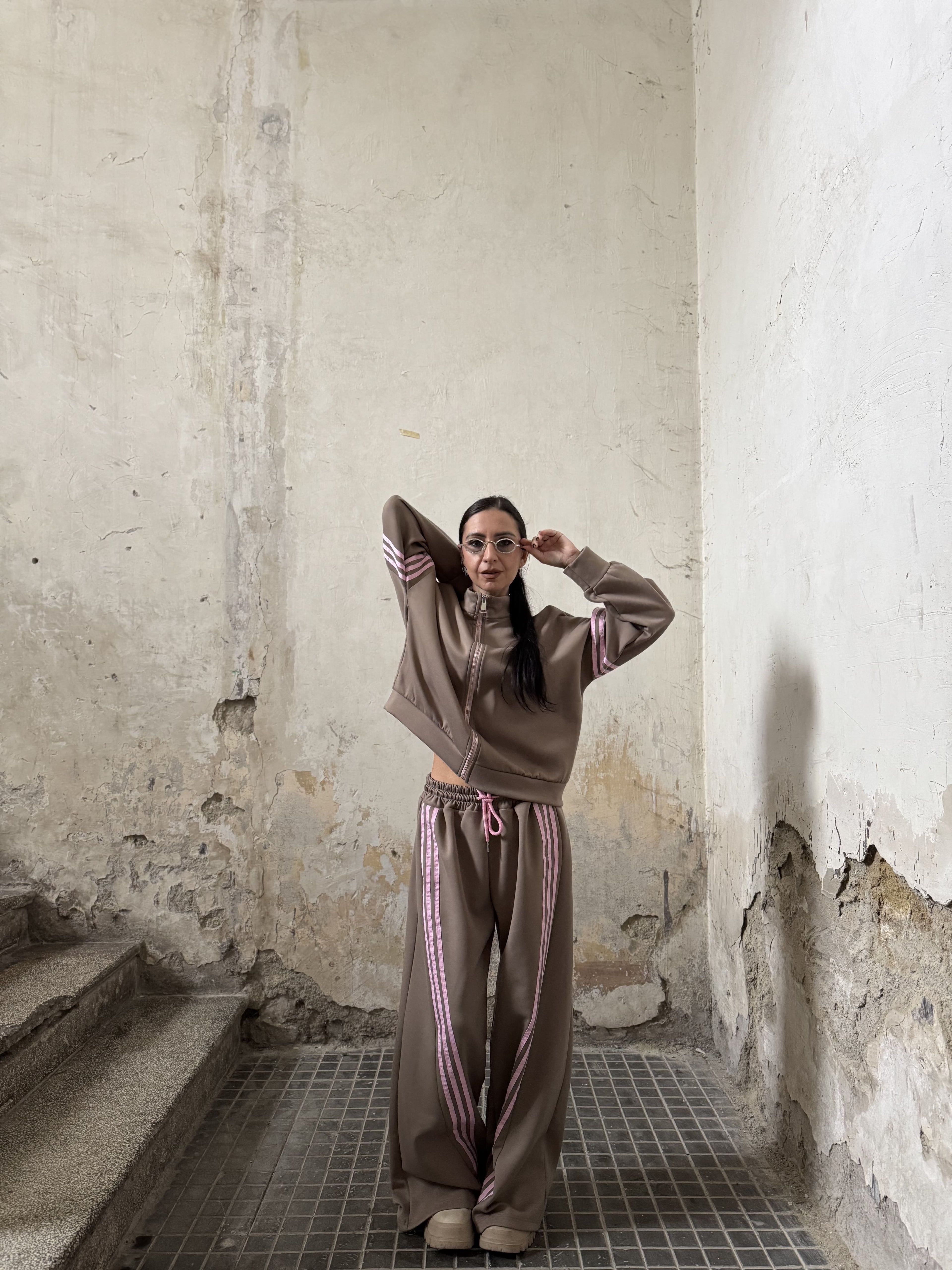 Coordinato Tuta Felpata con Bande Laterali (XS–L)