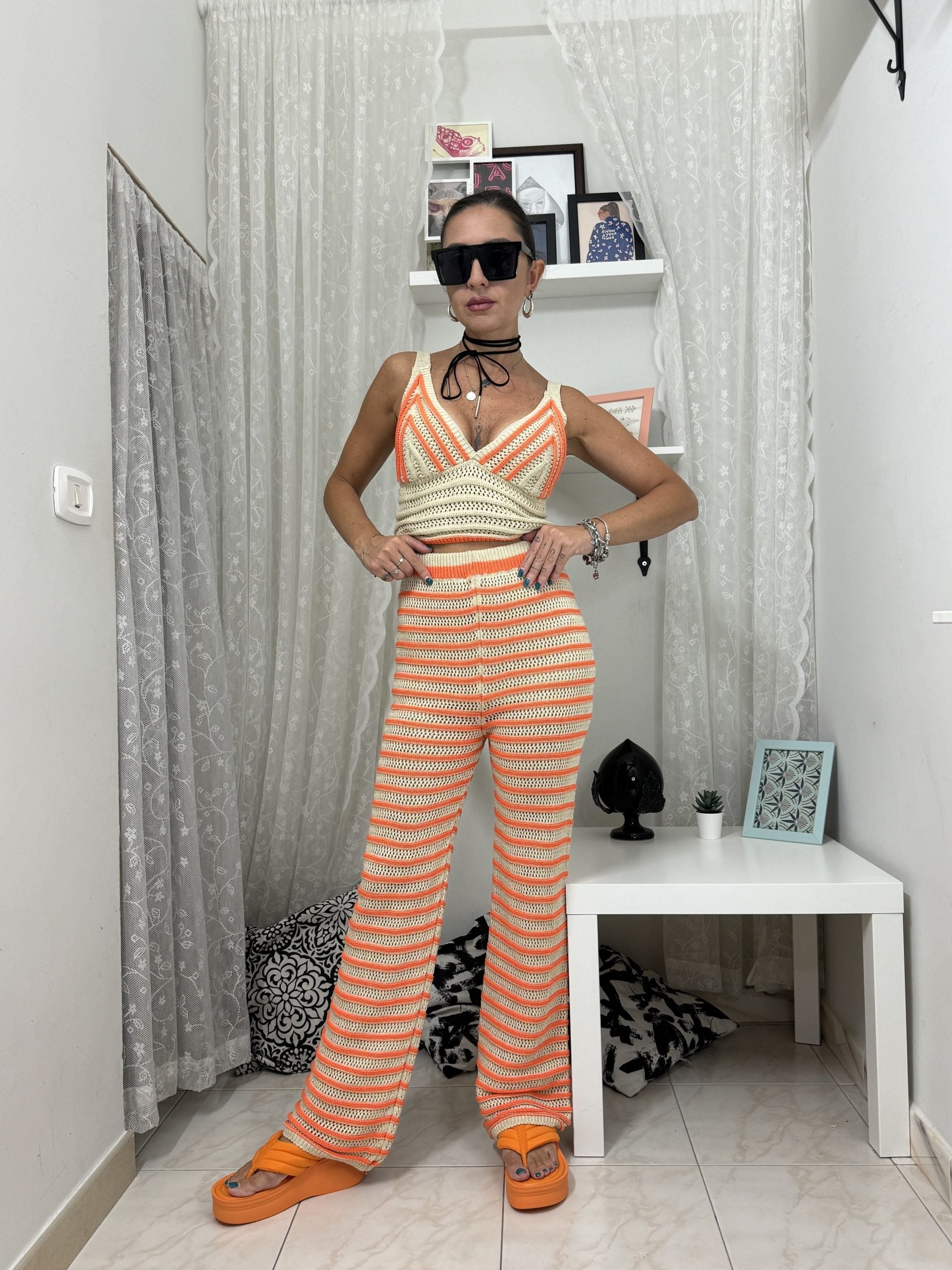 Coordinato in crochet traforato