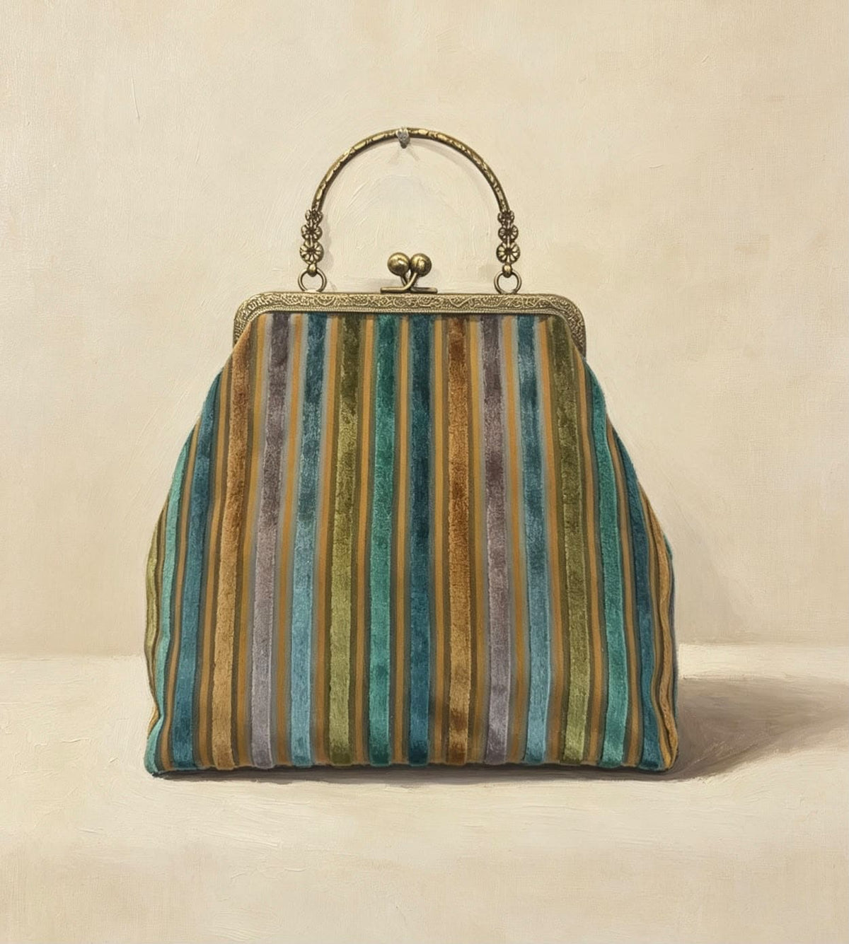 Borsa "Victorian Bag" con Dettagli in Velluto e Tracolla