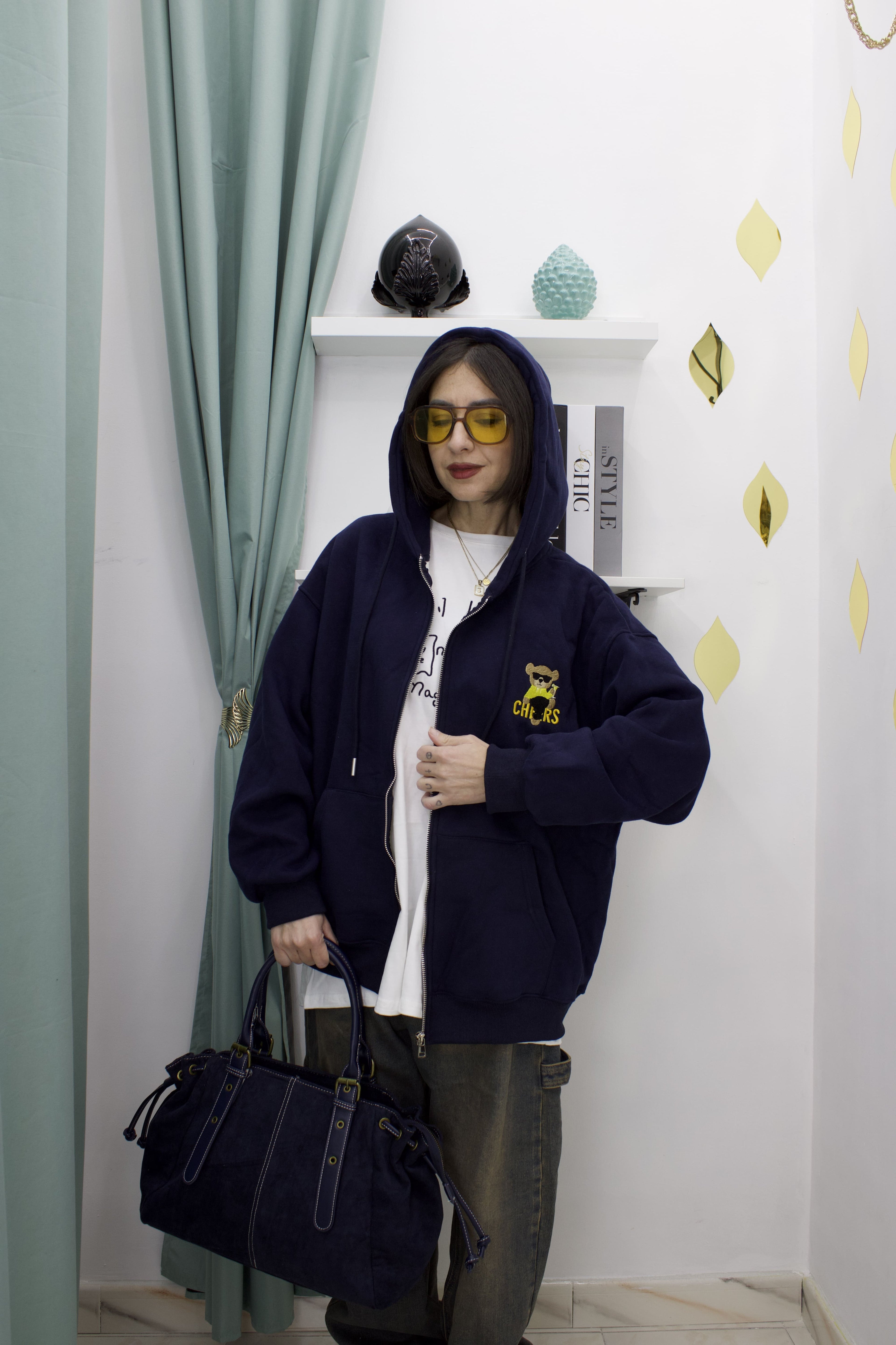 Felpa Oversize con Zip e Cappuccio Teddy – MOON KISS