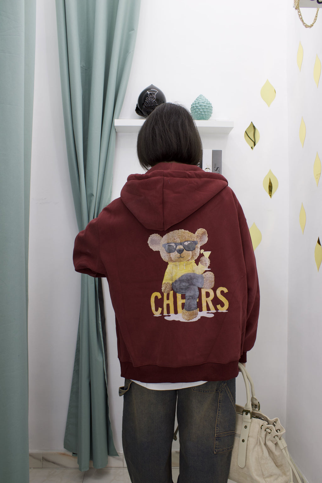 Felpa Oversize con Zip e Cappuccio Teddy – MOON KISS