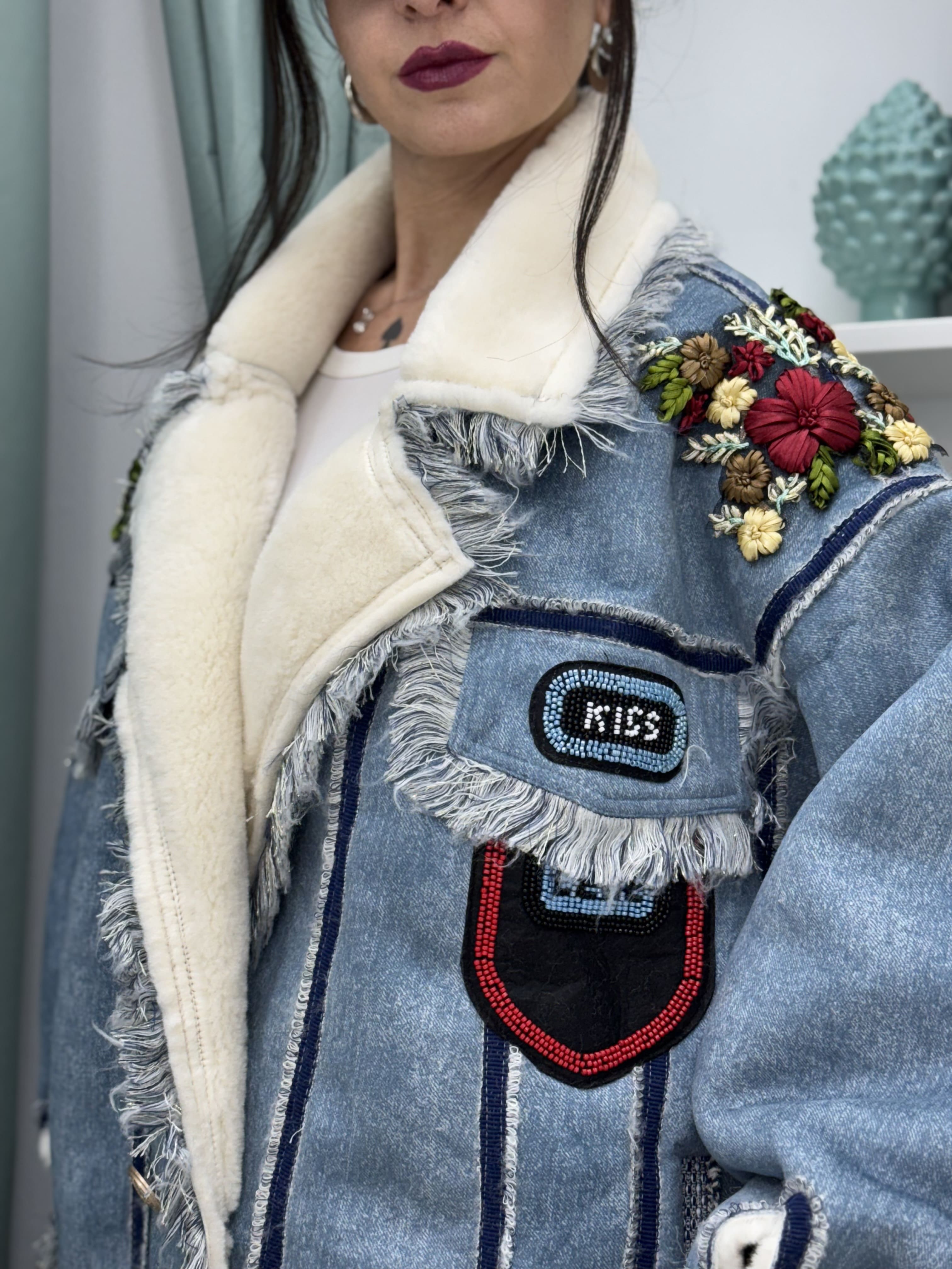 Montone effetto denim a doppio petto