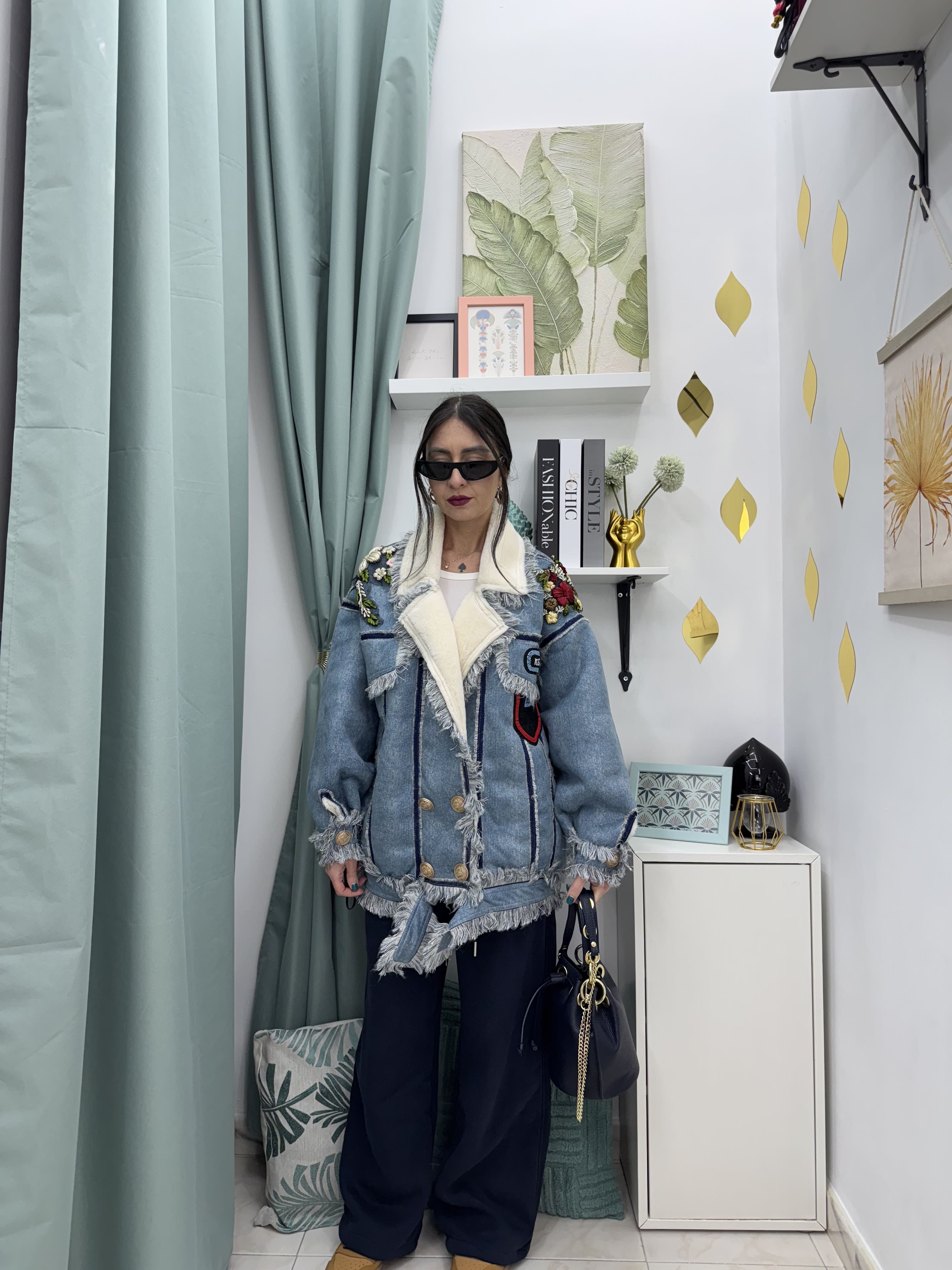 Montone effetto denim a doppio petto