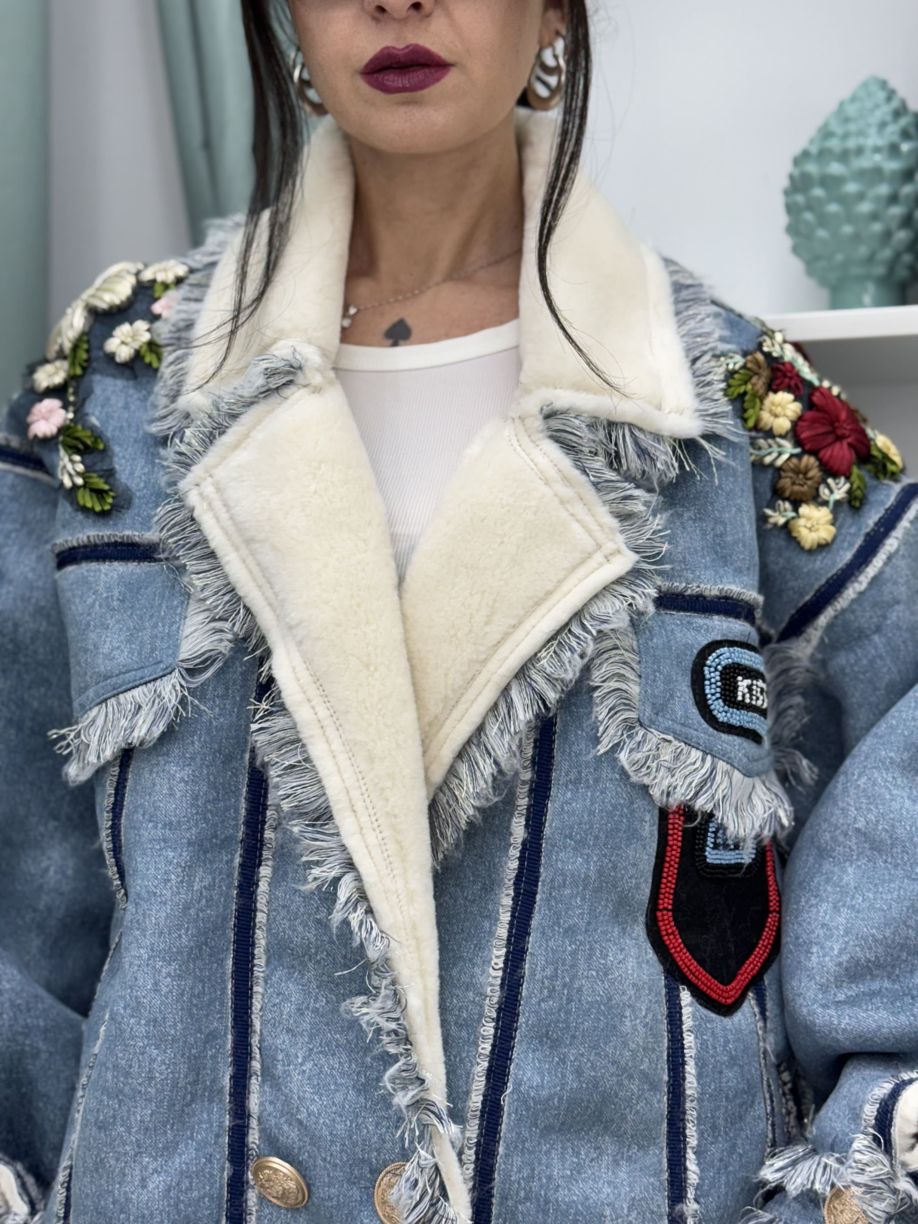 Montone effetto denim a doppio petto