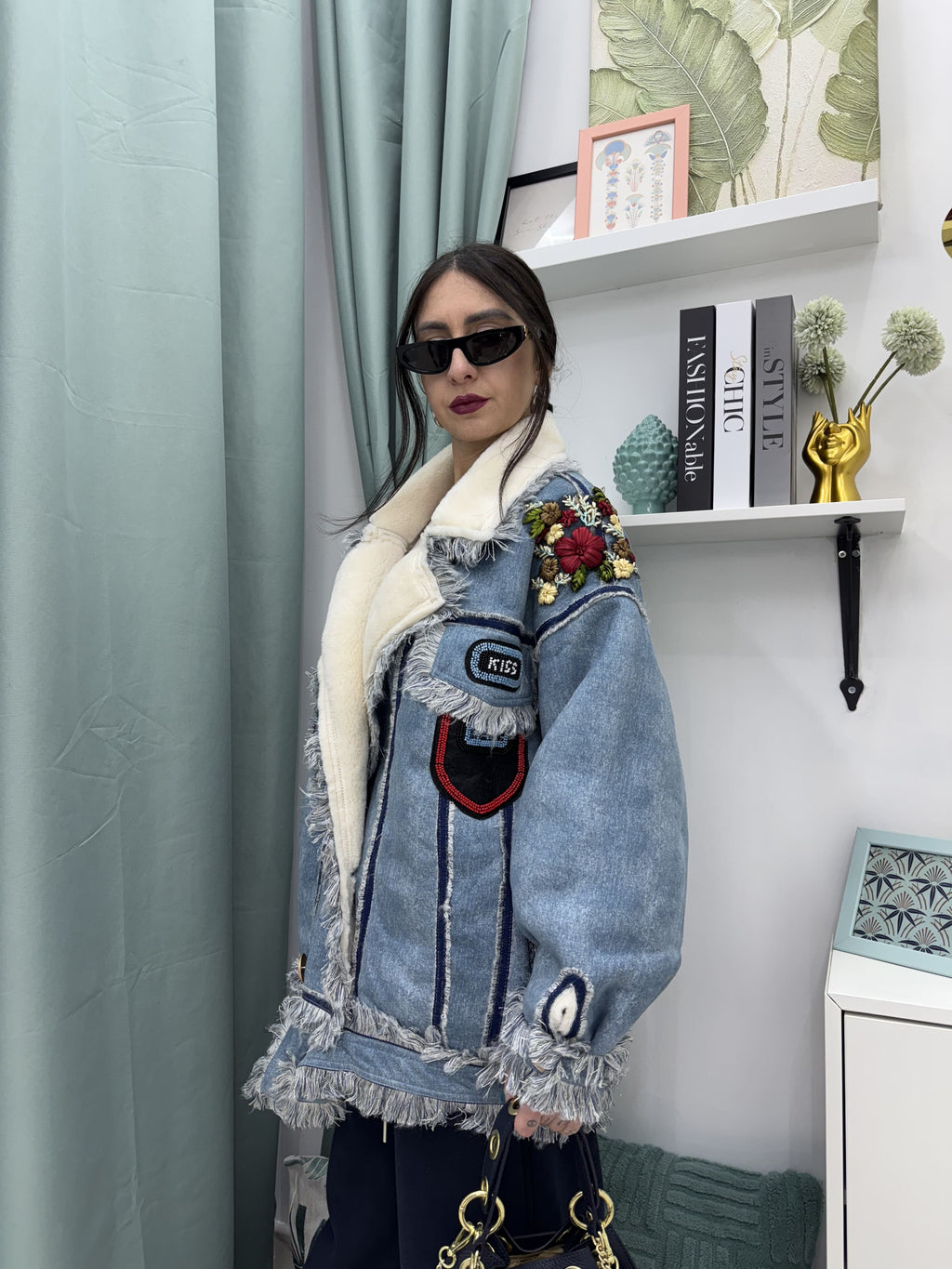 Montone effetto denim a doppio petto