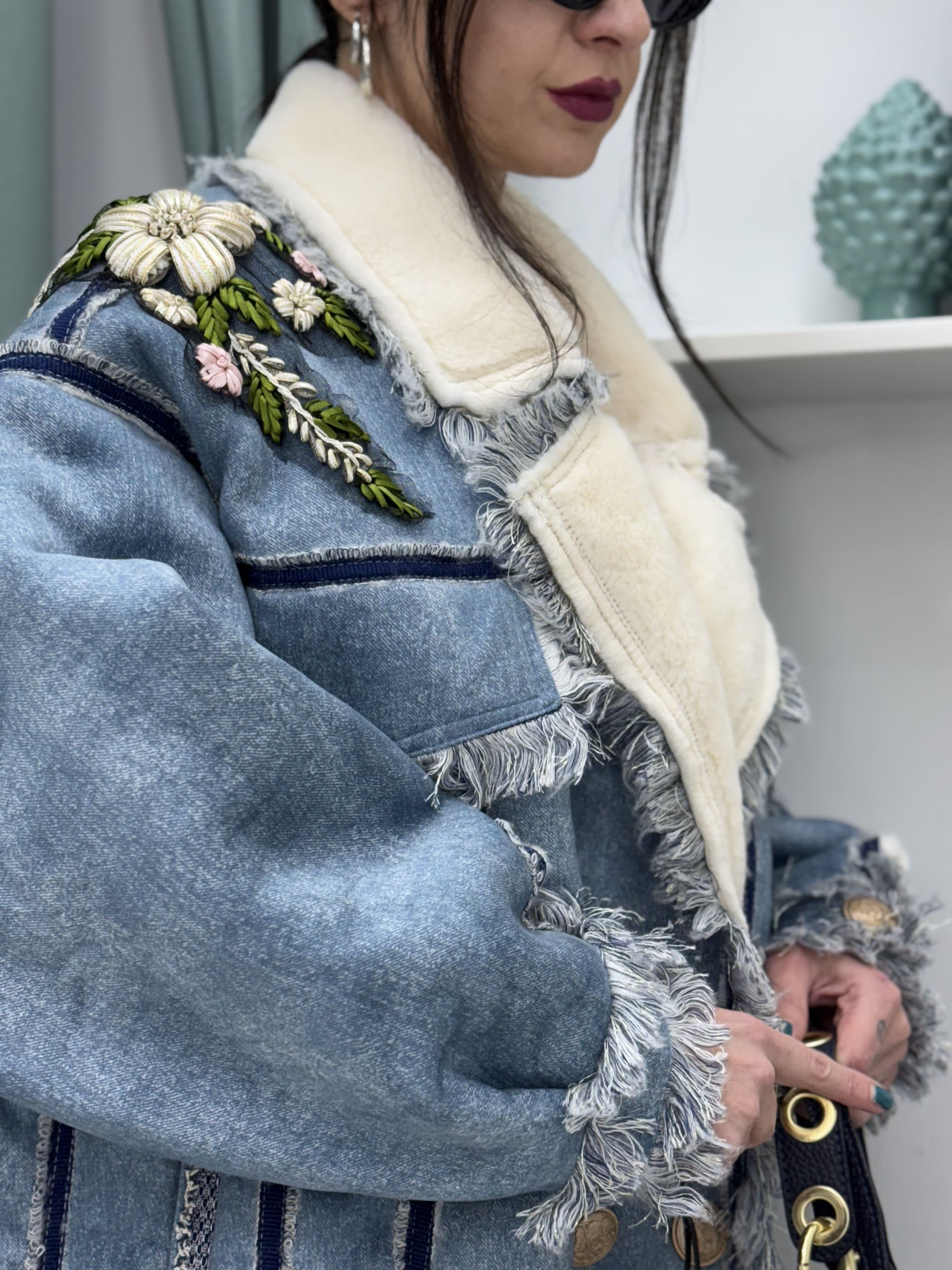 Montone effetto denim a doppio petto