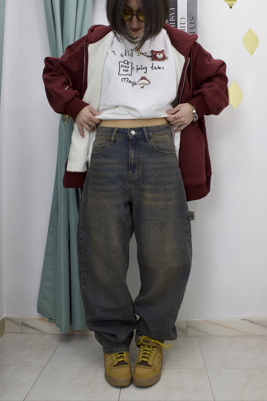 Pantalone in Denim Balloon Carpenter Blu Sabbiato