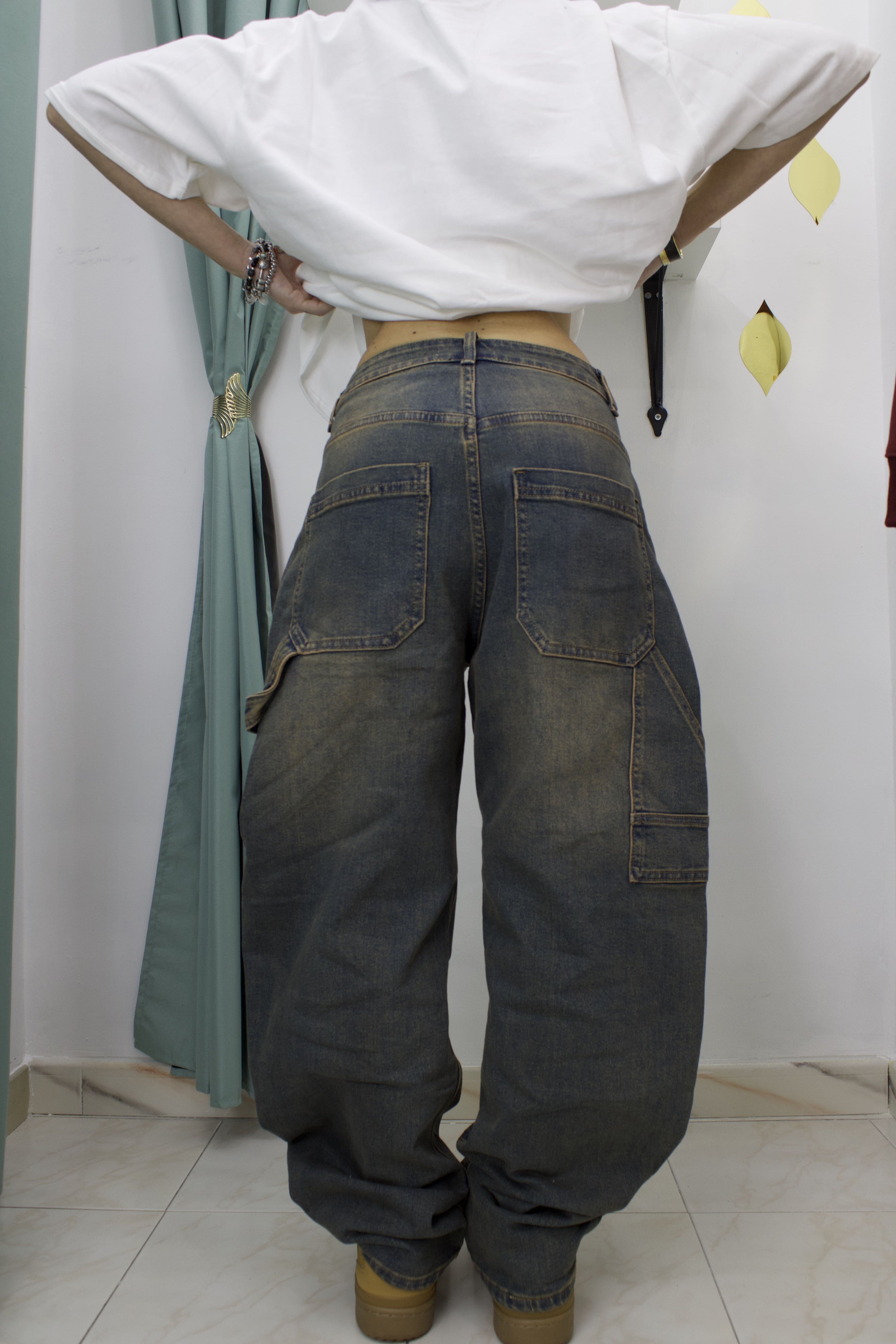 Pantalone in Denim Balloon Carpenter Blu Sabbiato