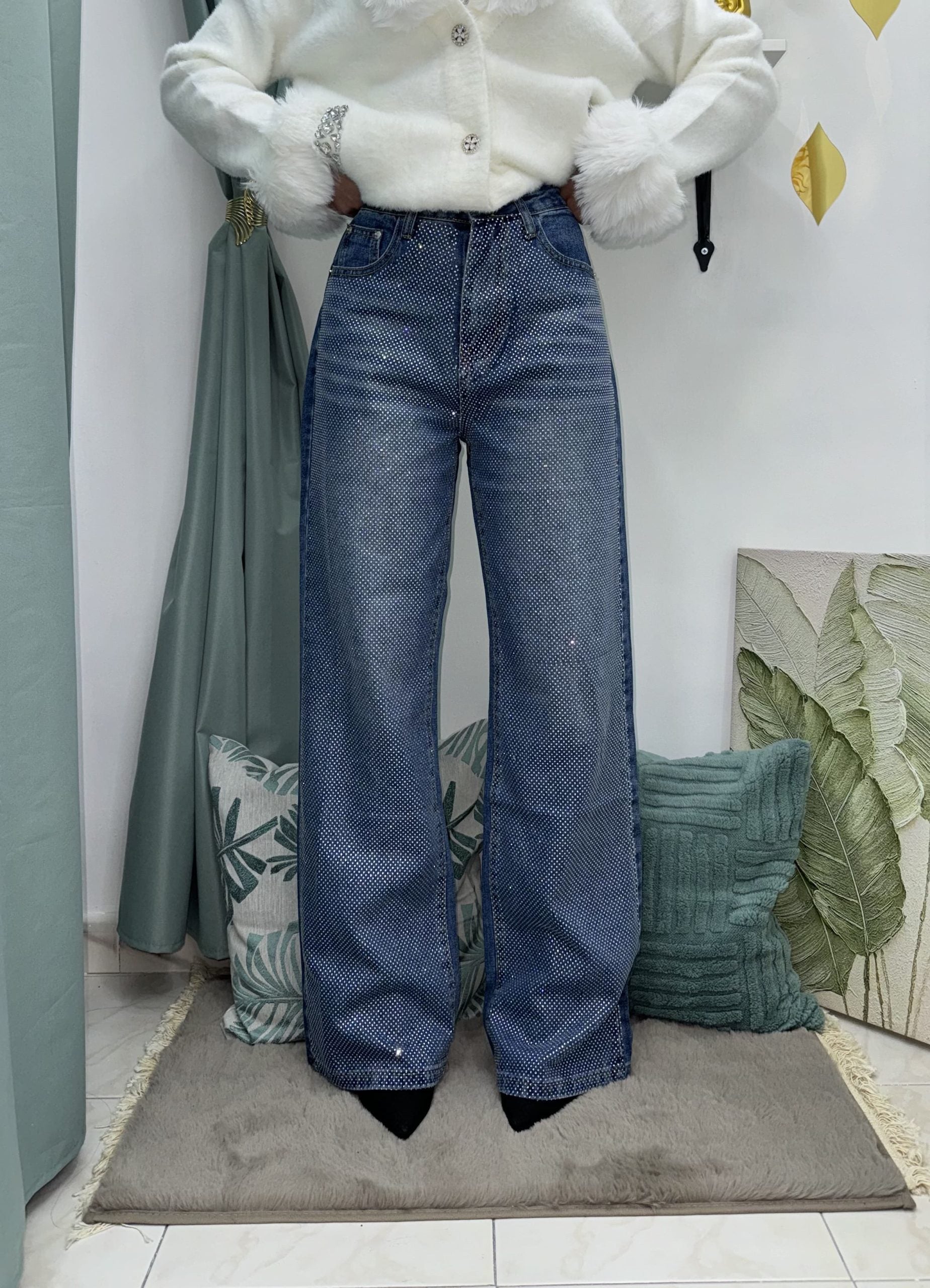 Jeans con strass scintillanti