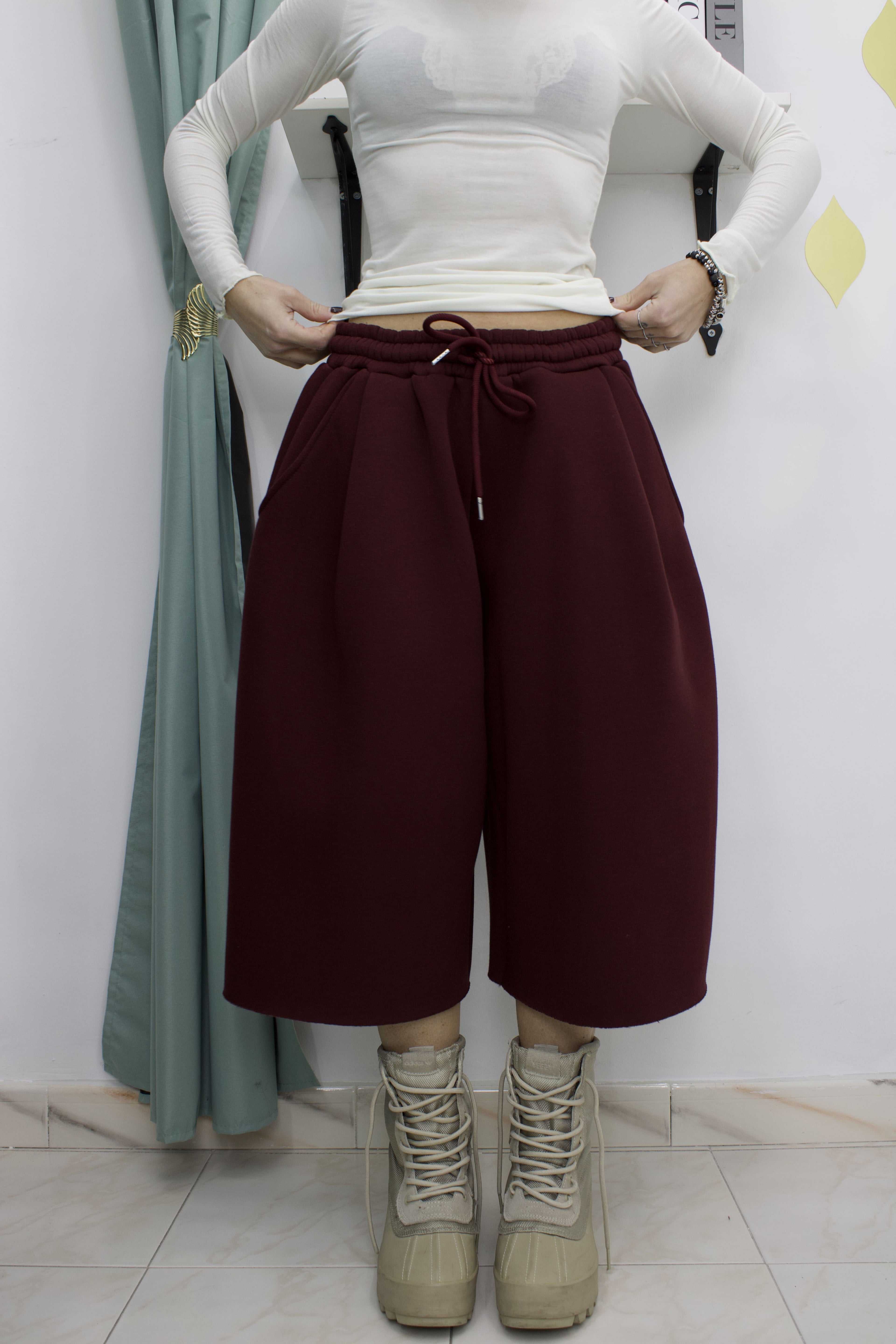 Jorts Tuta Felpato Ballon FONDO A TAGLIO VIVO – Shorts Invernali Morbidi e Comodi con Culisse