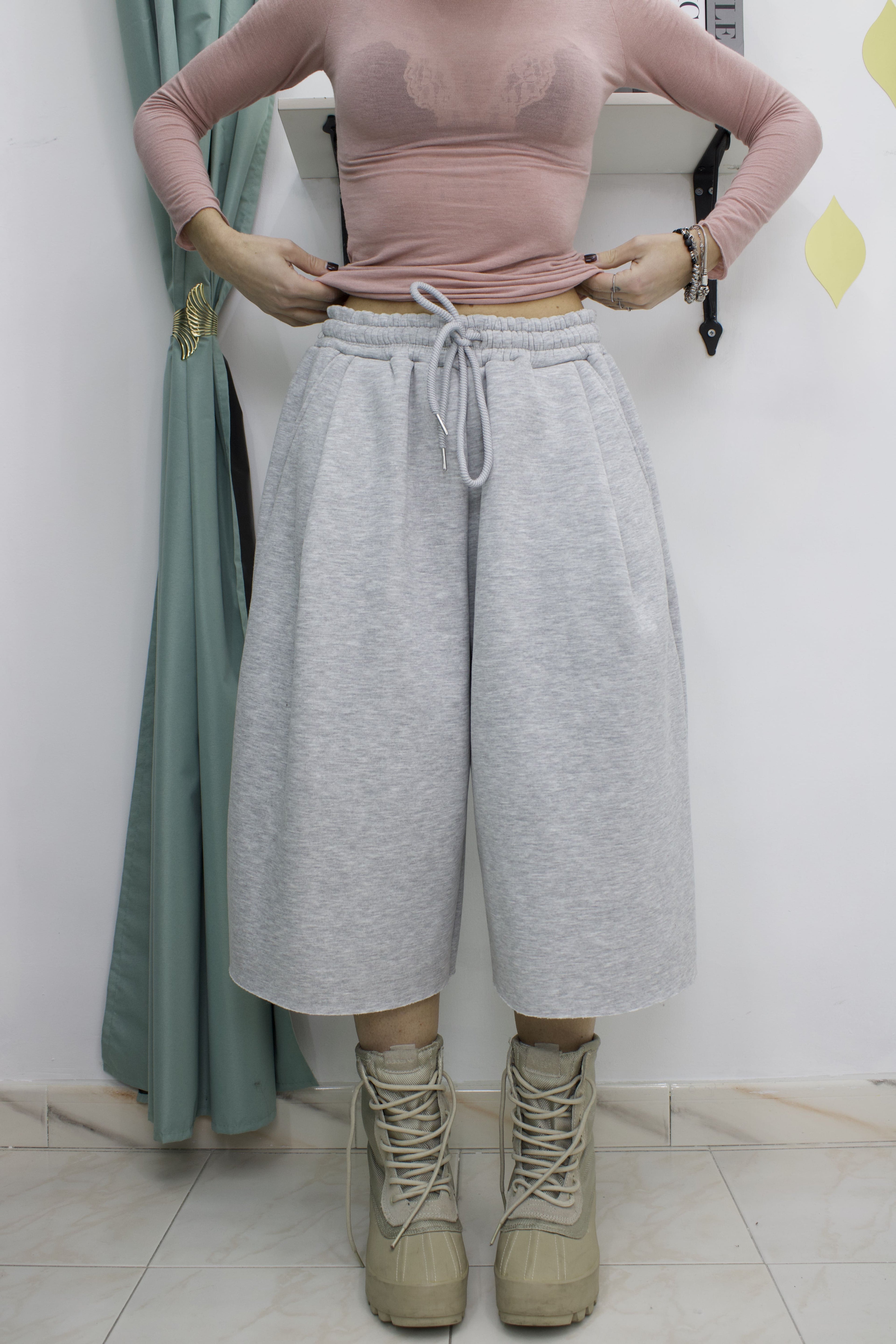 Jorts Tuta Felpato Ballon FONDO A TAGLIO VIVO – Shorts Invernali Morbidi e Comodi con Culisse