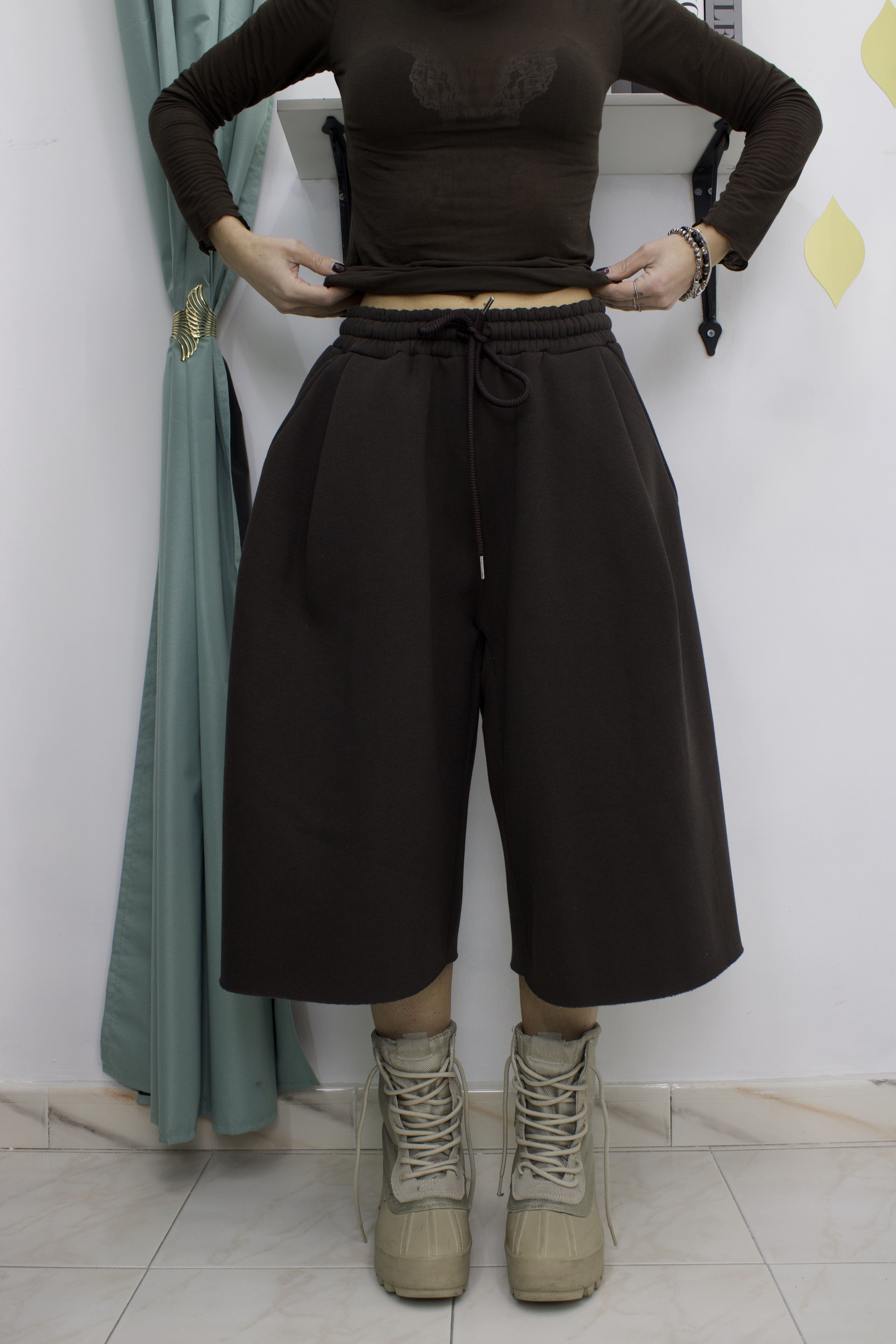 Jorts Tuta Felpato Ballon FONDO A TAGLIO VIVO – Shorts Invernali Morbidi e Comodi con Culisse