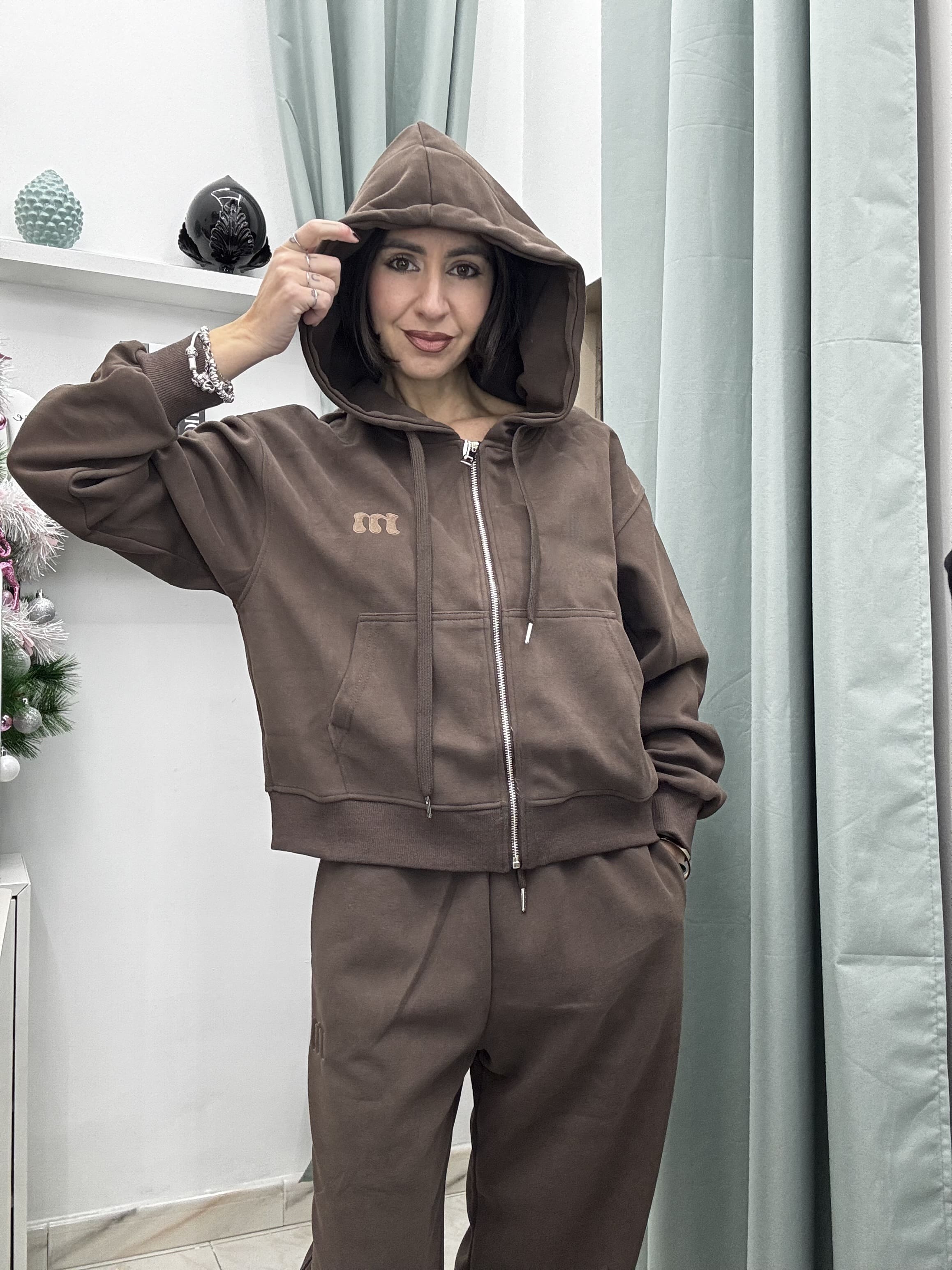 Coordinato Tuta Donna Moonkiss in Cotone – Felpa con Zip e Pantaloni Comfy (SM/ML)