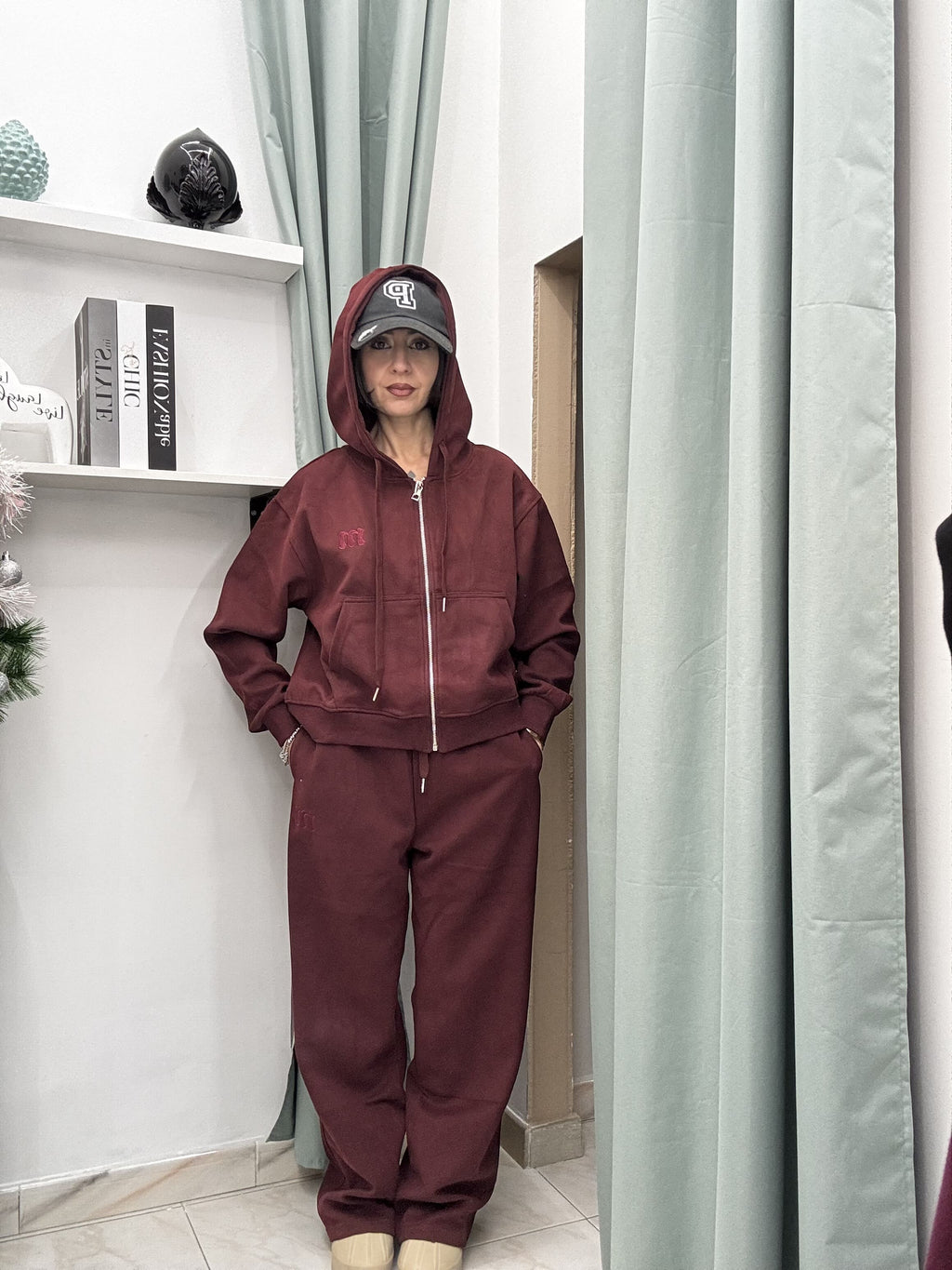 Coordinato Tuta Donna Moonkiss in Cotone – Felpa con Zip e Pantaloni Comfy (SM/ML)