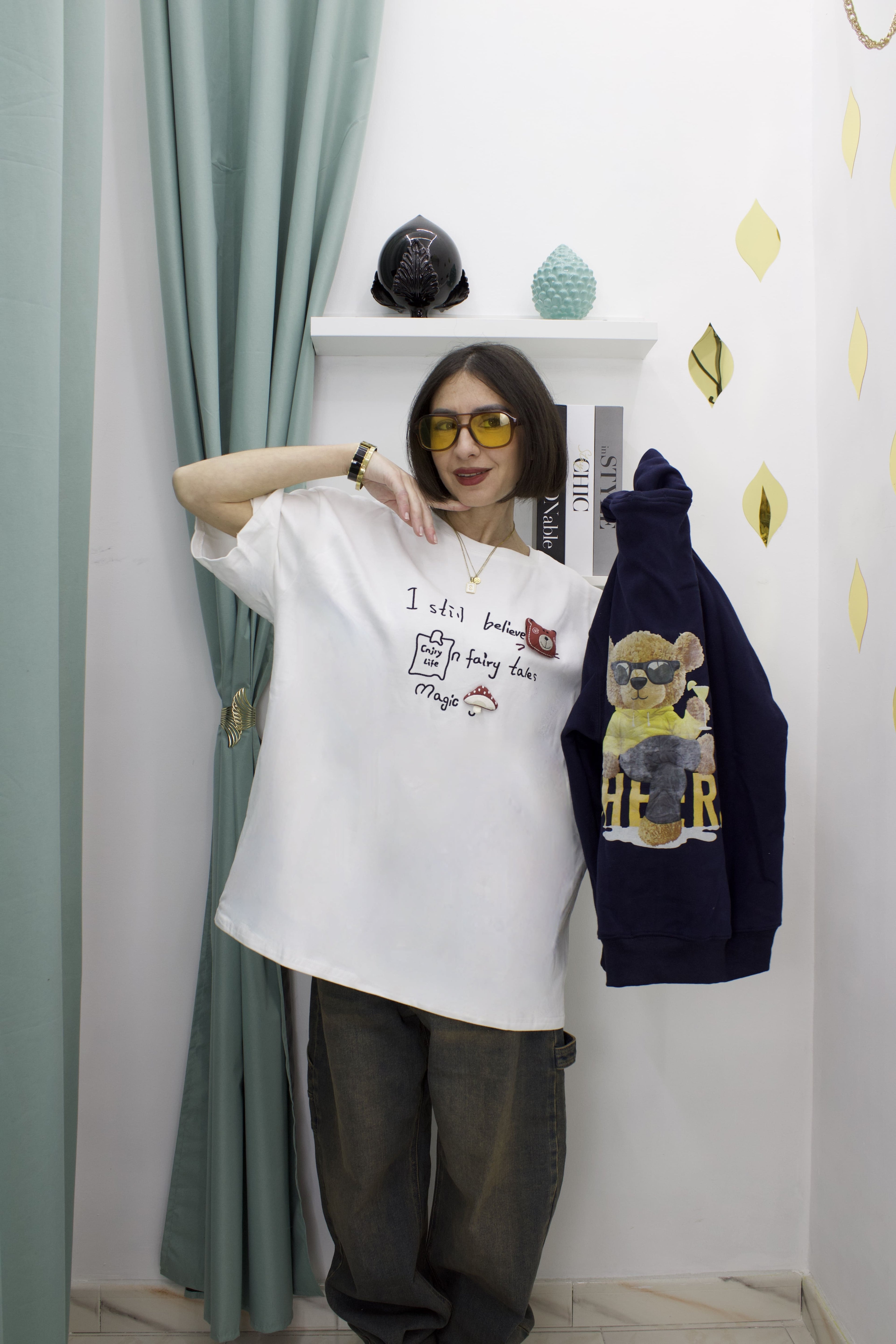 T-Shirt Comfy Casual Teddy con Ricamo e Applicazioni – Collezione Teddy