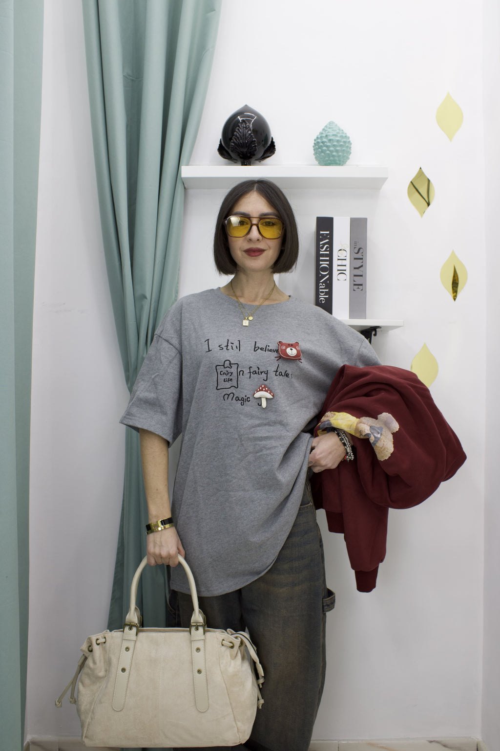 T-Shirt Comfy Casual Teddy con Ricamo e Applicazioni – Collezione Teddy