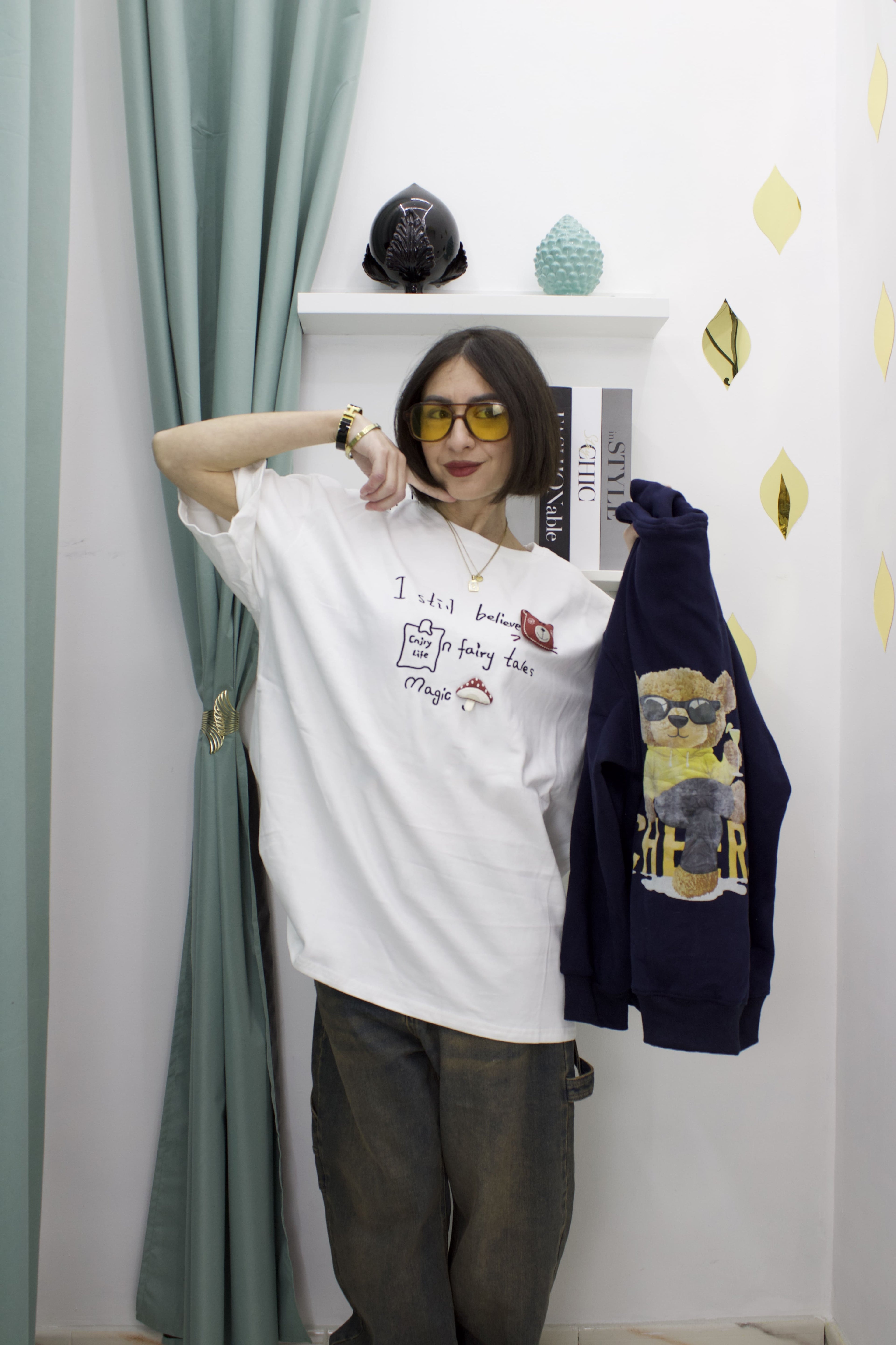 T-Shirt Comfy Casual Teddy con Ricamo e Applicazioni – Collezione Teddy