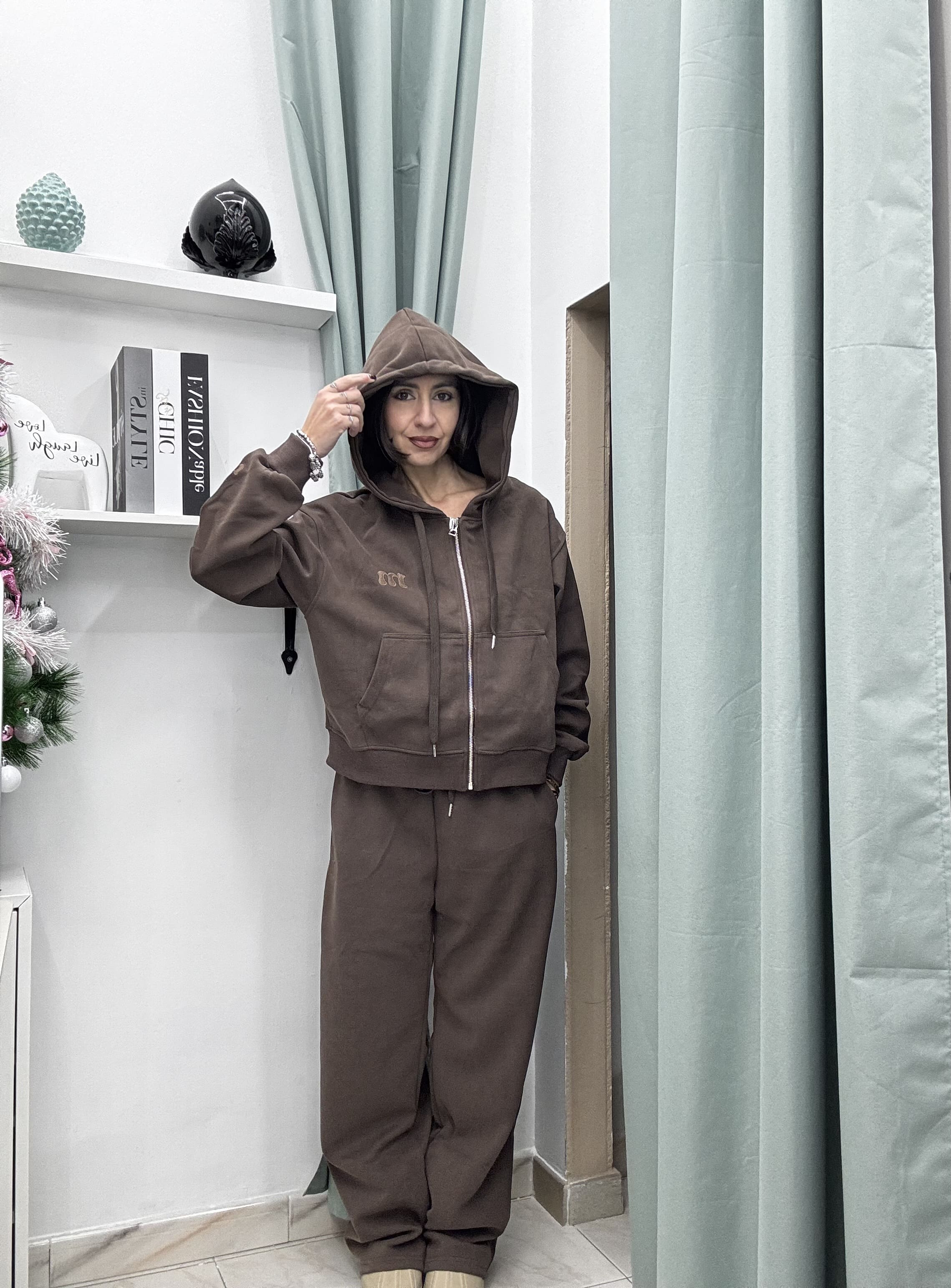 Coordinato Tuta Donna Moonkiss in Cotone – Felpa con Zip e Pantaloni Comfy (SM/ML)