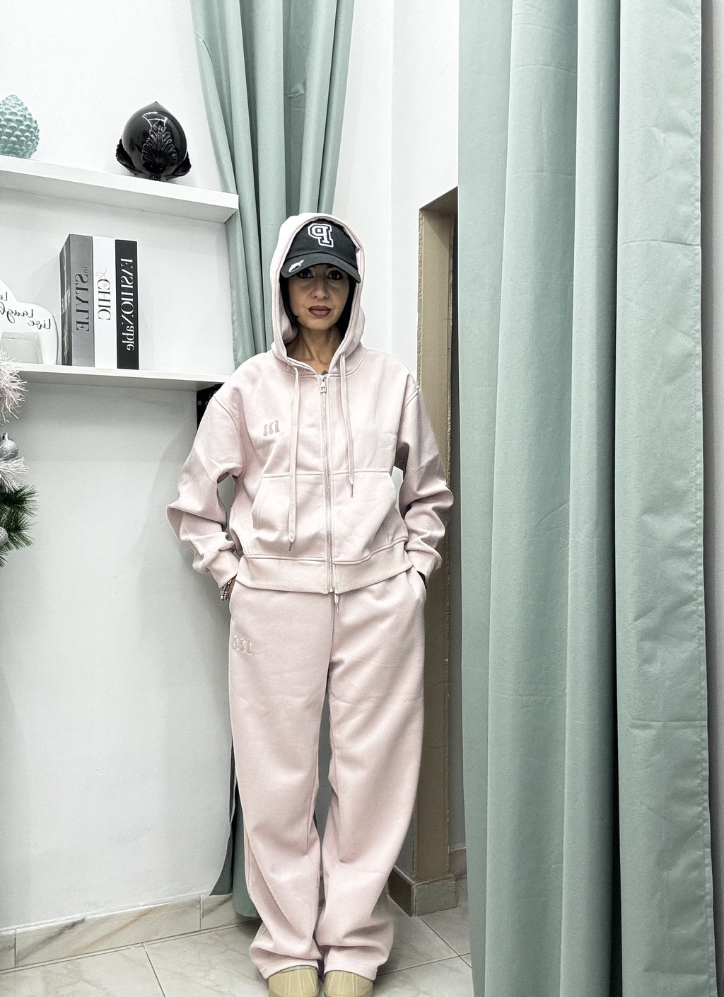 Coordinato Tuta Donna Moonkiss in Cotone – Felpa con Zip e Pantaloni Comfy (SM/ML)